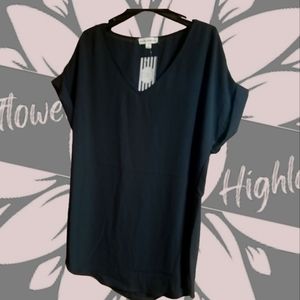 Black V-neck Blouse, Medium
